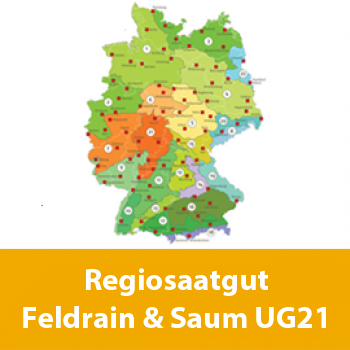 Regiomischung Feldrain & Saum UG21 aufgemischt mit Maisspindelgranulat für 100 m²